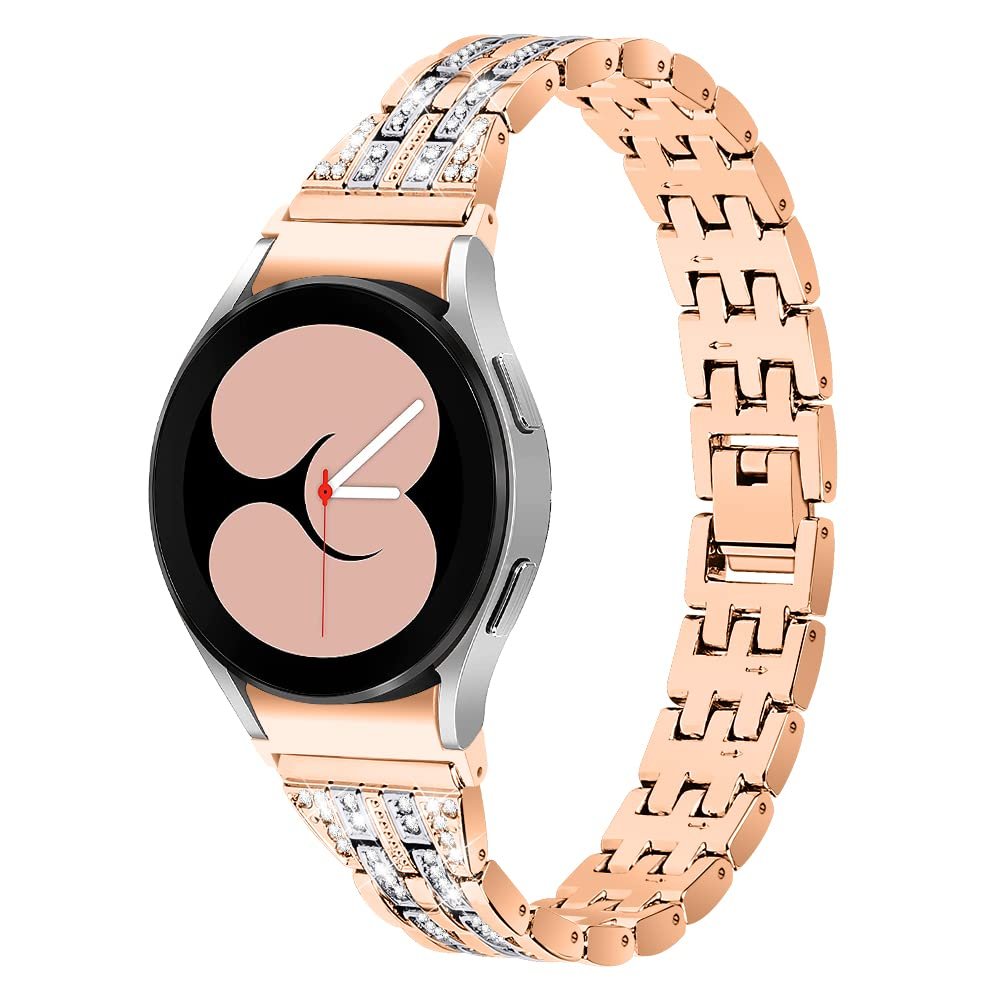 Replacement Bracelet Compatible with Galaxy Watch 4 42mm,KangPlus Bracelet Metal Stainless Steel Strap Adjustable 5.5-8.0 inch Compatible with Galaxy Watch 4 42mm/46mm - Rose Gold+Silver