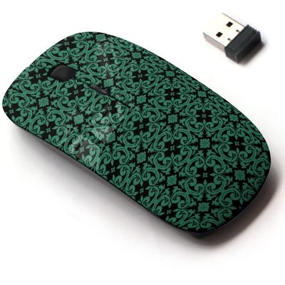 2.4G Wireless Mouse with Cute Pattern Design for All Laptops and Desktops with Nano Receiver - Antique Green Round