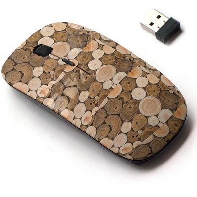2.4G Wireless Mouse with Cute Pattern Design for All Laptops and Desktops with Nano Receiver - Design Wood Wall