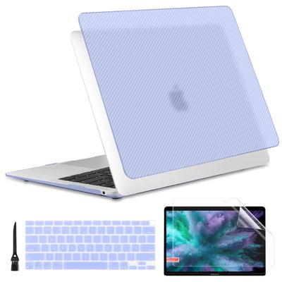[2022 Upgrade] MacBook Air M1 13 inch Case Thin Carbon Fiber Design Fashionable Slim Protective Cover Compatiable for Apple MacBook Air A2337 A2179 A1932 2021-2018,Blue