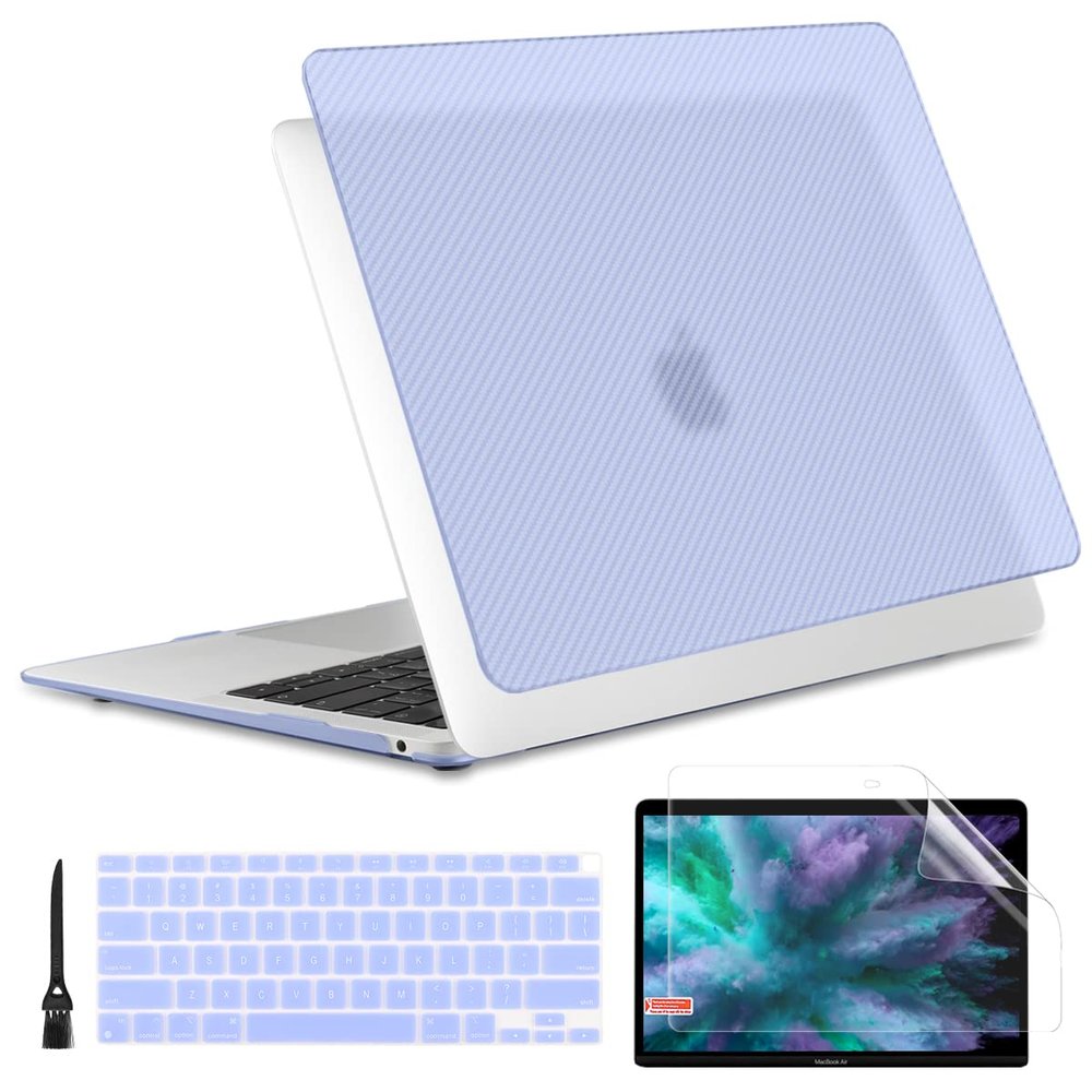 [2022 Upgrade] MacBook Air M1 13 inch Case Thin Carbon Fiber Design Fashionable Slim Protective Cover Compatiable for Apple MacBook Air A2337 A2179 A1932 2021-2018,Blue