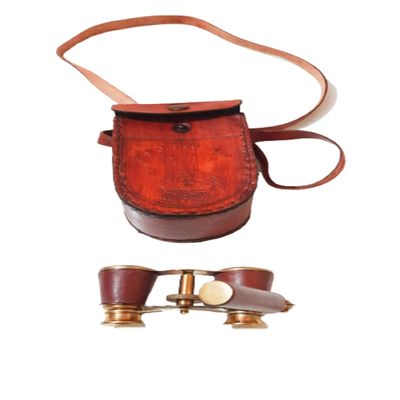 Brass Binocular with Leather Case Nautical Marine Binoculars, Maritime Binocular, Antique Binocular by Nautical Export India (with Box)