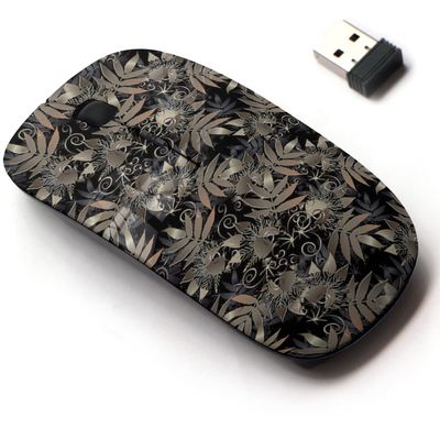 2.4G Wireless Mouse with Cute Pattern Design for All Laptops and Desktops with Nano Receiver - Floral Dark Leafy
