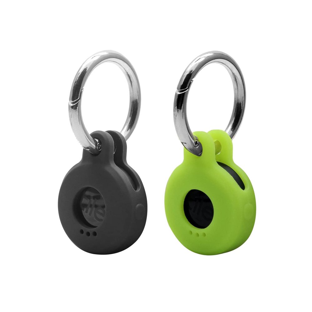 Case for Tile Sticker (2022) 2-Pack. Small Bluetooth Tracker Cover, Protective Holder for Remote Finder and Item Locator, Pets Dog Cat Collar Accessories Black+Green