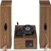 Crosley CR7019A-WA Alto 3-Speed Turntable Shelf System with Bluetooth, FM Radio, and Matching Stereo Speakers, Walnut view 4