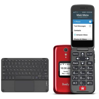 BoxWave Keyboard Compatible with Jitterbug Lively - SlimKeys Bluetooth Keyboard with Trackpad, Portable Slim TouchPad - Jet Black