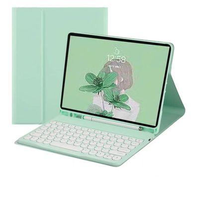 for Kindle Fire HD 10 Keyboard case 2021,Detachable Round Keys Keyboard Case for Amazon Fire HD 10 /HD 10 Plus Tablet (11th Generation),Folio Fire hd 10 case with Keyboard for Women Kids,Mint Green