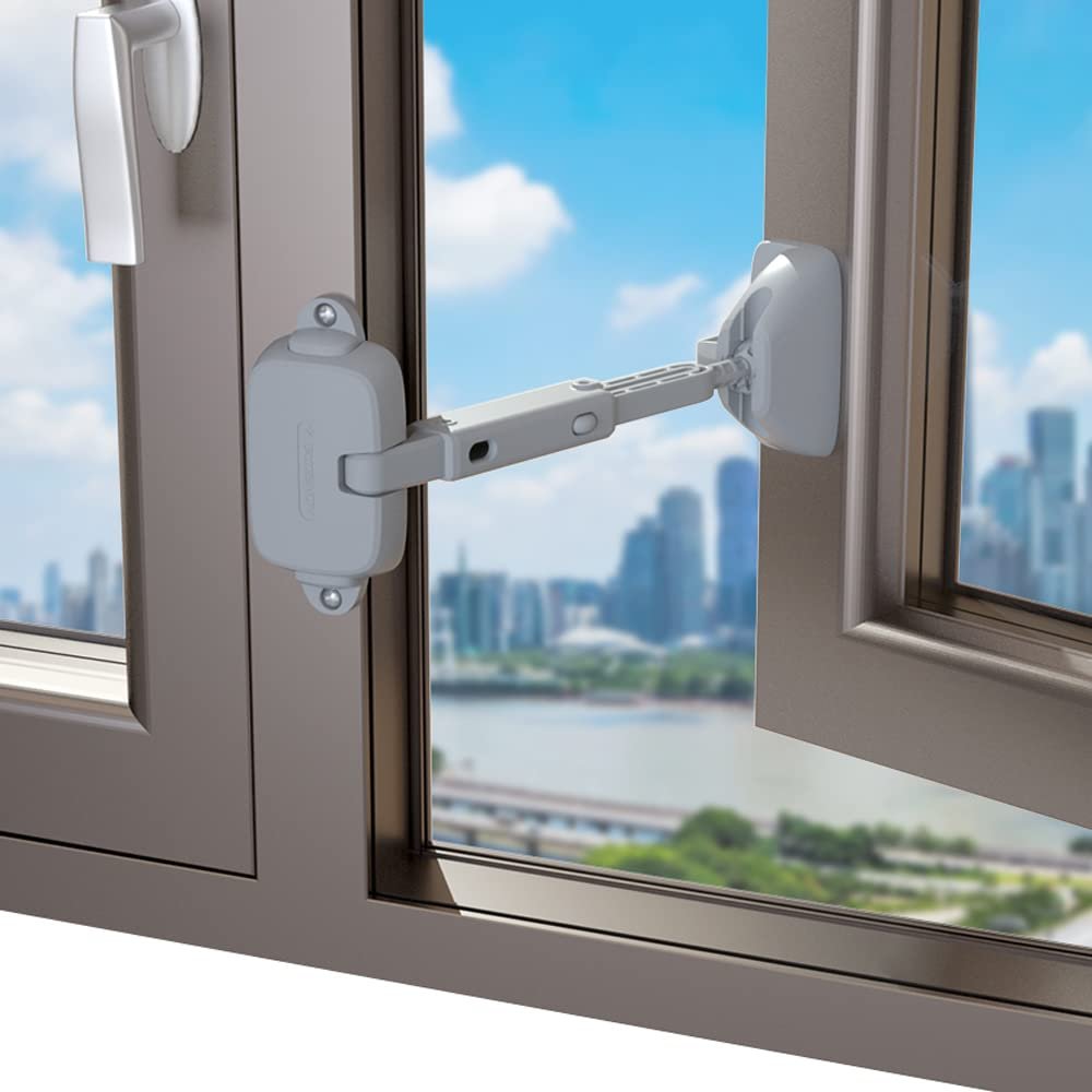 EUDEMON 1 Pack Childproof Window Restrictor for Aluminum, Wooden, Metal Window Frames, Baby Safety Window Lock, Window Safety Locks for Toddlers & Pets, Easy to Install (Grey)