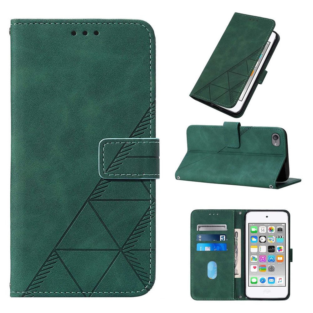 OOPKINS Compatible with iPod Touch 7 Wallet Case Retro Luxury Premium PU Leather Case with Card Slots Kickstand Magnetic Buckle Shockproof Protective Cover for Touch 7 / Touch 6 / Touch 5 Green YBP