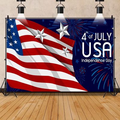 Yeele American Flag Backdrop 4th of July USA Independence Day Background for Photography Red White Striped Flags Blue Fireworks National Patriotic Day Party Newborn Baby Shower Background,10x8ft