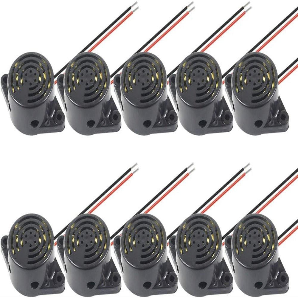 10 Pcs DC 3-24V 95 dB Electronic Buzzer Active Piezo Buzzer Alarm Sounder Continuous Sound Beep, Black