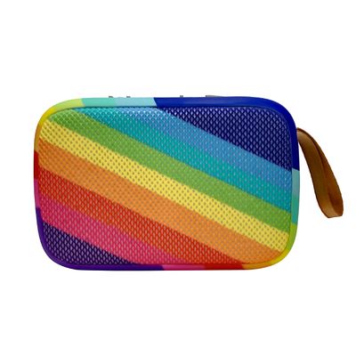 COOLBUDS True Wireless Bluetooth Speaker | Portable Speaker w/Rainbow Design, Soft Mesh Grill | Wireless Speaker Phone | FM Radio, USB, TF Card Input | Easy Control | Rechargeable (Square)