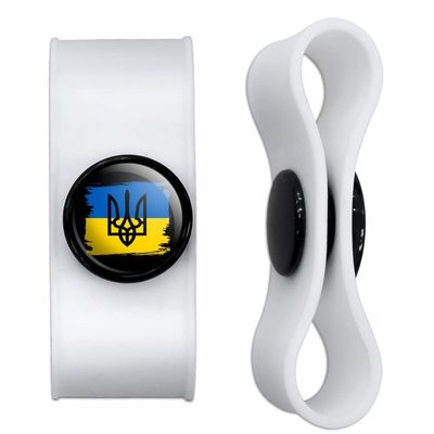 GRAPHICS & MORE Ukraine Coat of Arms Headphone Earbud Cord Wrap - Charging Cable Manager - Wire Organizer Set of 2 - White