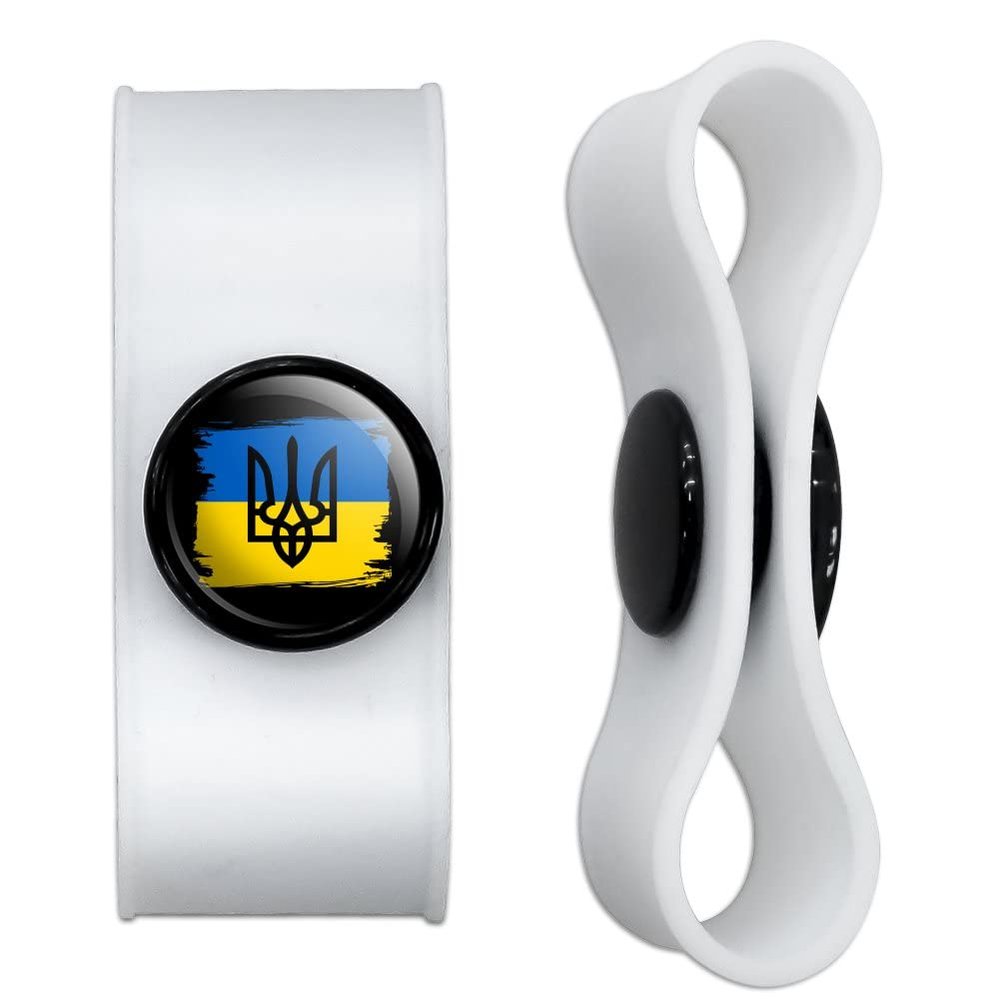 GRAPHICS & MORE Ukraine Coat of Arms Headphone Earbud Cord Wrap - Charging Cable Manager - Wire Organizer Set of 2 - White
