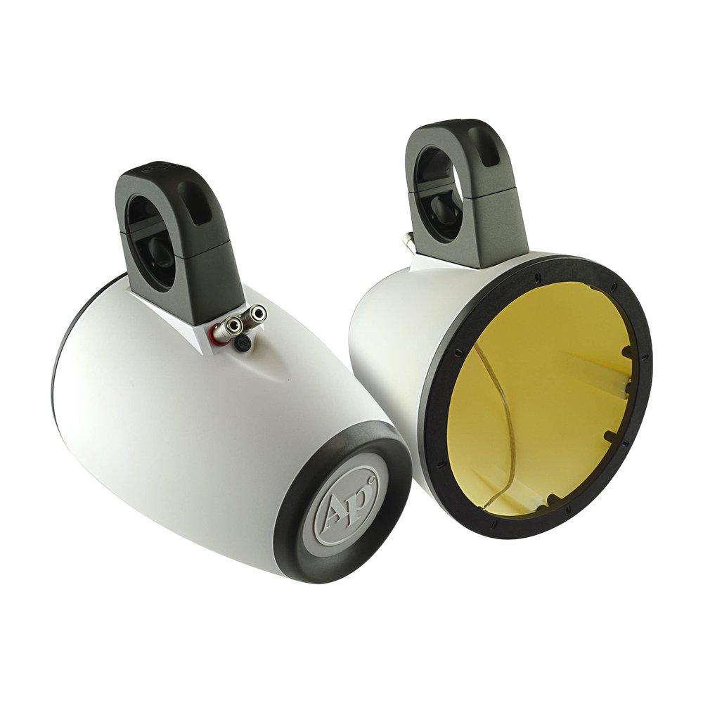 Audiopipe APMP-601WETW 6-Inch Compact Multi Purpose Directional Stereo Speaker Enclosure for Car Audio, Marine, UTV, and ATV Sound System, White (Pair)