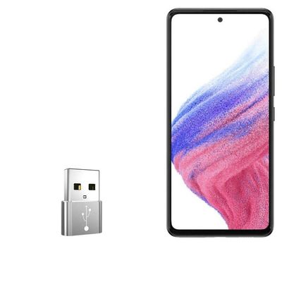 BoxWave Adapter Compatible with Samsung Galaxy A53 5G - USB-A to C PortChanger (5-Pack), Type-C OTG Convert Charging Data Adapter - Metallic Silver