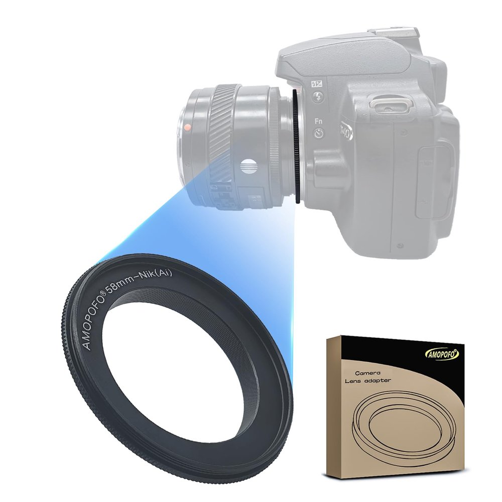 58mm Macro Lens Reverse Ring Compatible with for Nik-F D700,D800,D800E,D40,D50,D60,D70,D70S,D80,D40X,D90,D3000,D3100,D3200,Camera and with 58mm Filter Thread Lens.Macro Shoot(58mm-Ai)