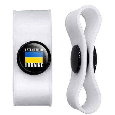 GRAPHICS & MORE I Stand with Ukraine Headphone Earbud Cord Wrap - Charging Cable Manager - Wire Organizer Set of 2 - White