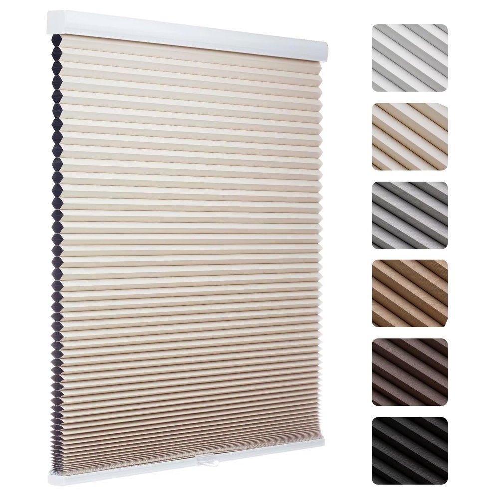 MYshade Cordless Blackout Cellular Shades, 1.5" Honeycomb Window Blinds for Bedroom & Nursery, Thermal Insulated, Noise Reducing, Privacy Shades, Inside or Outside Mount (33" W x 72" H, Beige)