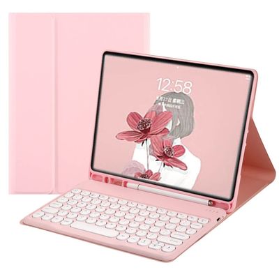 Cute Keyboard Cover for Samsung Galaxy S8 Ultra 14.6'' 2022 SM-X900/SM-X906 Wireless Detachable BT Keyboard Round keycaps Color Keyboard for Galaxy S8 Ultra (Galaxy Tab S8 Ultra, Pink)