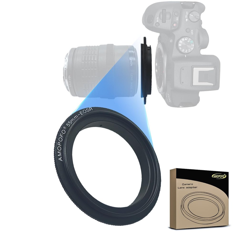55mm to EF/R Macro Lens Reverse Ring Compatible with for EF R Full Camera.with 55mm Filter Thread Lens EF-M 18-150mmf/3.5-6.3ISSTM,Macro Shoot(55mm-EOS R)