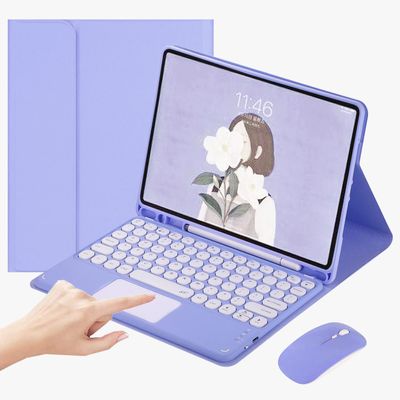 Galaxy Tab S8 Ultra 14.6" 2022 Keyboard case with Mouse Trackpad Detachable BT Keyboard Cute Round Keycaps Color Touch Keyboard for Galaxy Tab S8 Ultra SM-X900/SM-X906 (Galaxy Tab S8 Ultra, Purple)