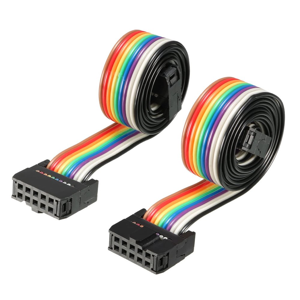 MECCANIXITY Rainbow Wire Flat Ribbon Cable 2.54mm Pitch, 10 Pin 43cm Type-C, 10 Pin 66cm Type-B for Camera, Printer 1 Set