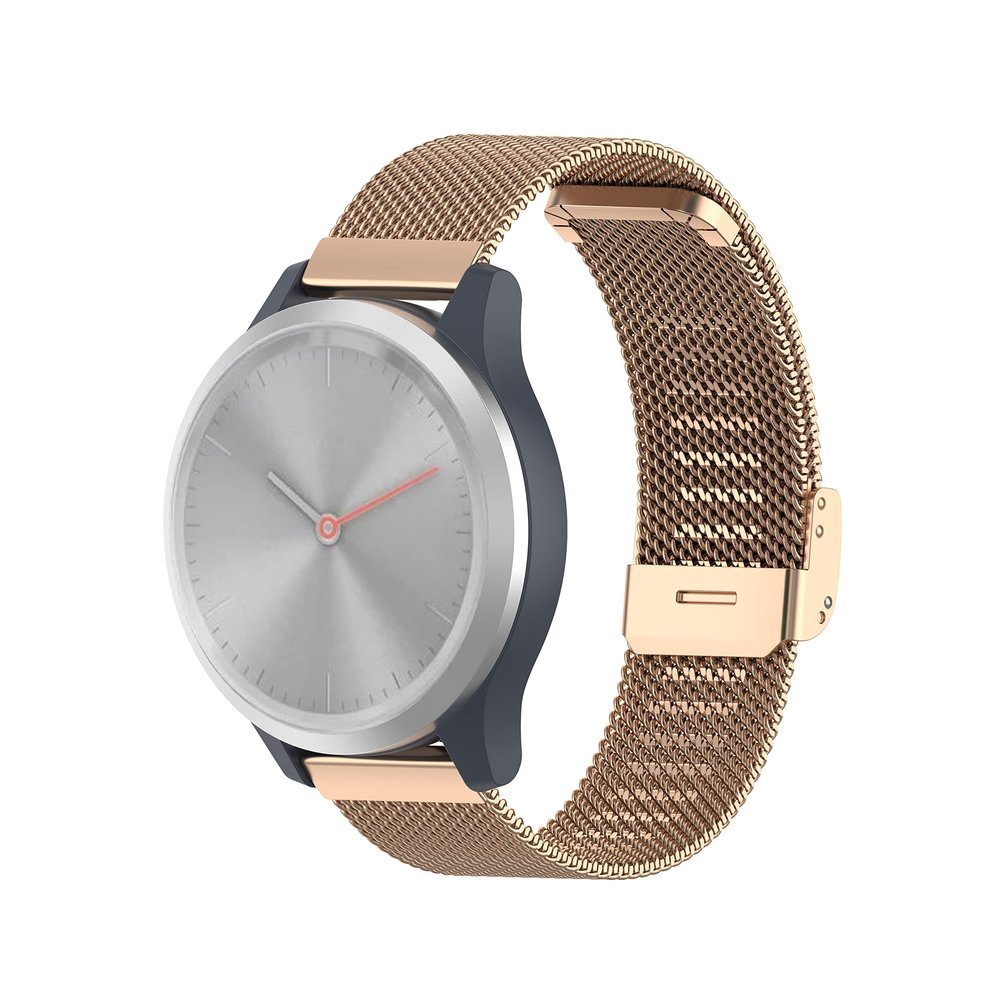 Watch Band Compatible for Garmin Venu 2 Plus/Vivomove Sport/Venu sq Stainless Steel Metal Wristbands for Garmin Venu sq/Venu sq Music/Venu Bracelet Mesh Strap Replacement Bands(RoseGold)