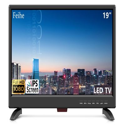 19 Inch LED Widescreen TV with Digital ATSC Tuners HDMI/VGA/RCA/USB, 19 Inch Flat Screen TV w/Built in Dual Speakers for Kitchen and RV Camper(No Smart Telesivion)