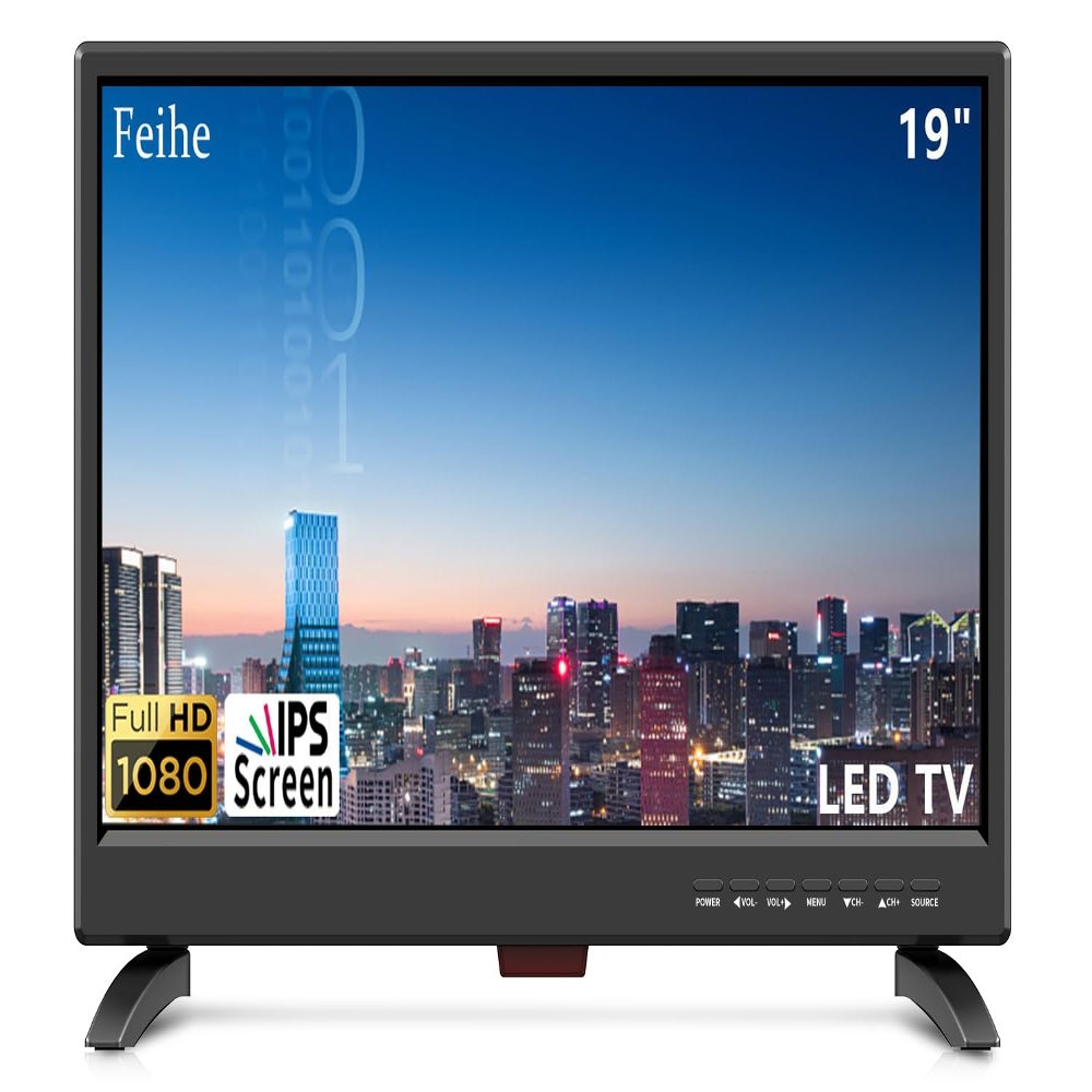 19 Inch LED Widescreen TV with Digital ATSC Tuners HDMI/VGA/RCA/USB, 19 Inch Flat Screen TV w/Built in Dual Speakers for Kitchen and RV Camper(No Smart Telesivion)