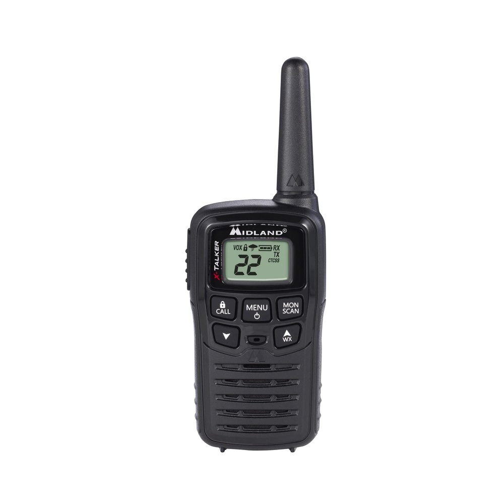 Midland T10 22 Channel FRS Walkie Talkie - Up to 20 Mile Range Two-Way Radio - Black (Pack of 4)