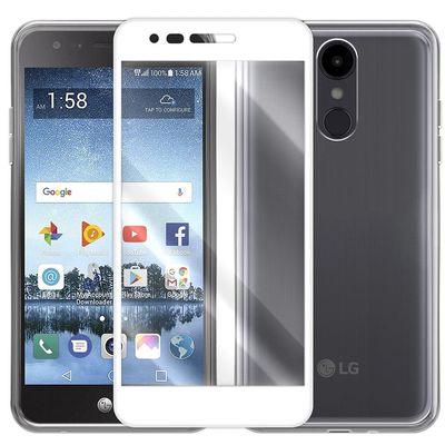 Premium Real Anti-Scratch Heavy-Duty 9H Hardness Tempered Glass Screen Protector Film Full Impact Protective Non-Slip Soft TPU Protective Case Compatible With LG Aristo 3 LM-X220MA