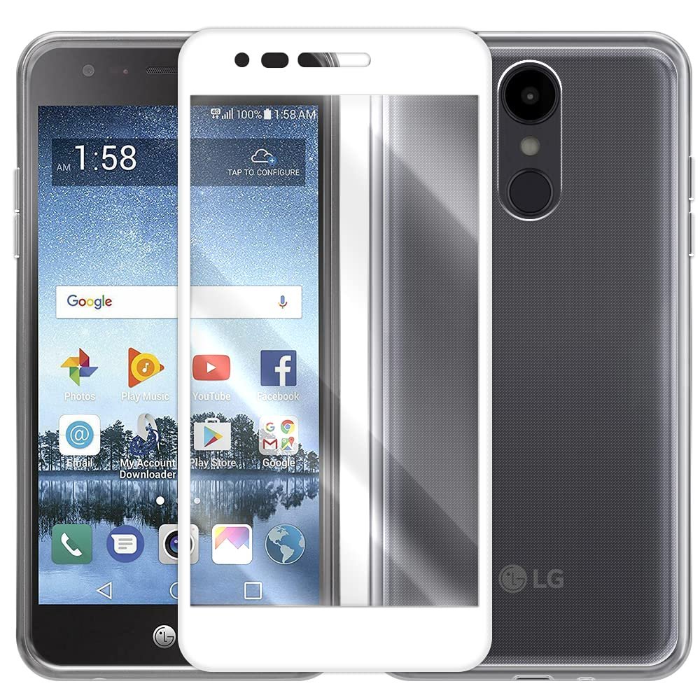 Premium Real Anti-Scratch Heavy-Duty 9H Hardness Tempered Glass Screen Protector Film Full Impact Protective Non-Slip Soft TPU Protective Case Compatible With LG Aristo 3 LM-X220MA