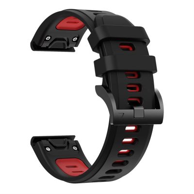 SUTK Silicone Watch Band for Garmin Fenix 7 7X 7S 6 6Pro 5 5Plus Forerunner 935 945 Instinct S60 Strap Bracelet 22mm Quick Release Wristband (Color : Black Red, Size : Fenxi 7)