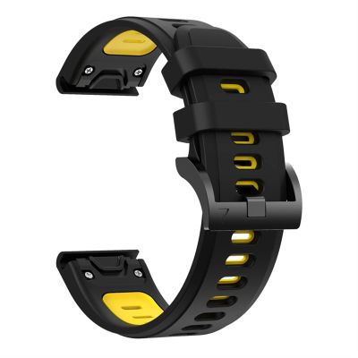 SUTK Silicone Watch Band for Garmin Fenix 7 7X 7S 6 6Pro 5 5Plus Forerunner 935 945 Instinct S60 Strap Bracelet 22mm Quick Release Wristband (Color : Black Yellow, Size : 22mmFenix 6 6 Pro)