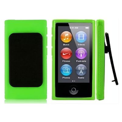 iPod Belt Clip TPU Rubber Skin Case Cover for Apple iPod Nano 7th Generation 7G 7 Case Cover for Classic I Pod Protective for I Pod Shell Protect for Mp3 Player - Green