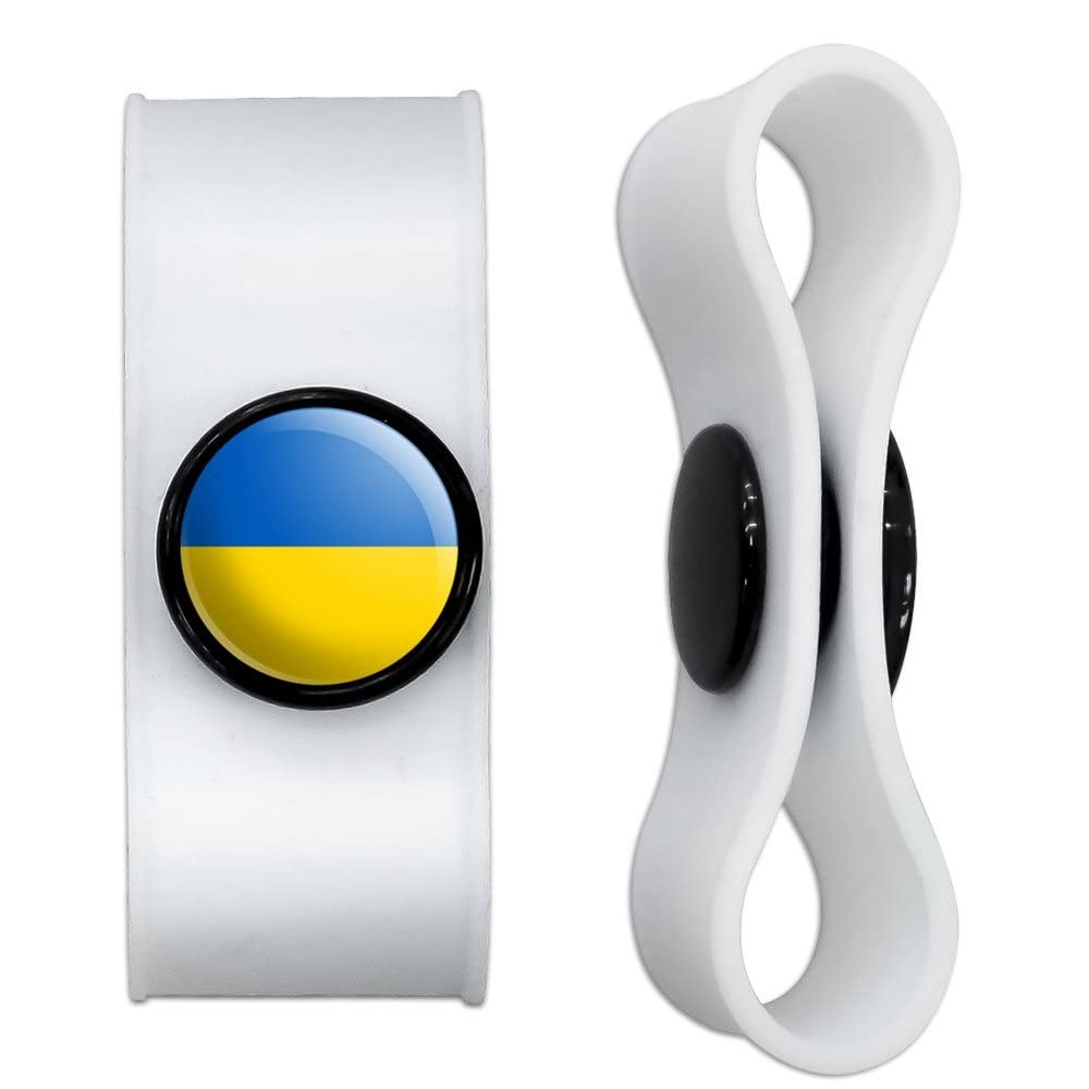 GRAPHICS & MORE Ukraine Country Flag Headphone Earbud Cord Wrap - Charging Cable Manager - Wire Organizer Set of 2 - White