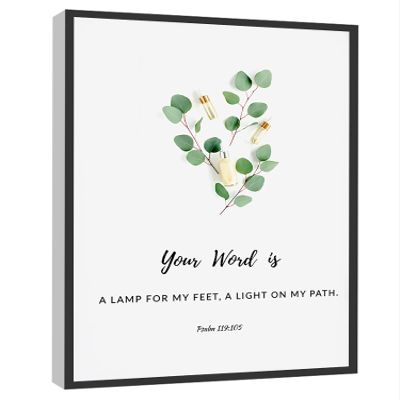 RCVTVPV Psalm 119 105 Wall Art Thy Word Is A Lamp Unto My Feet And Light Unto My Path Poster Canvas Wall Art For Home Office Framed Ready to Hang 12"x16"