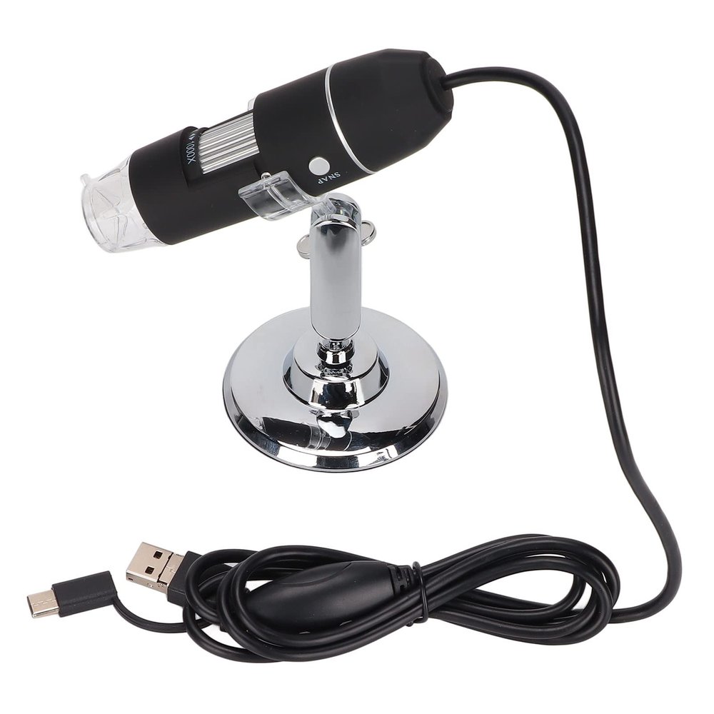 Handheld Digital Microscope, 50X to 1000X USB HD Inspection Camera with OTG Function, 8 Adjustable Lights, Simple , for Facial Skin Scalp