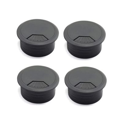4pcs 2 inch Desk Wire Cord Cable Grommets Hole Cover for Office PC Desk Cable Cord Organizer Plastic Cover Black (Black-4Pcs)