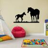 Horse Horses Stallion Mare Pony Sillhouette Cute Pony and Mare Grass Silhouette Vinyl Wall Art Wall Sticker Wall Decal Farm House Home Boys Room Dcoration Design Dcor Decal Size (22x30 inch) view 1