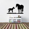 Horse Horses Stallion Mare Pony Sillhouette Cute Pony and Mare Grass Silhouette Vinyl Wall Art Wall Sticker Wall Decal Farm House Home Boys Room Dcoration Design Dcor Decal Size (22x30 inch) view 2