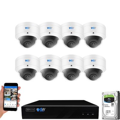 GW Security 8 Channel NVR UltraHD 4K Face/Human/Vehicle Detection PoE Security Camera System with 8 x 4K 8MP IP Microphone Smart AI Dome Camera, 100ft Night Vision, Outdoor/Indoor Surveillance Camera
