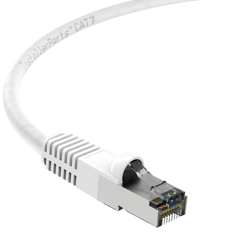 InstallerParts (10 Pack Ethernet Cable CAT7 Cable Shielded (SSTP) Booted 20 FT - White - Professional Series - 10Gigabit/Sec Network/High Speed Internet Cable, 600MHZ
