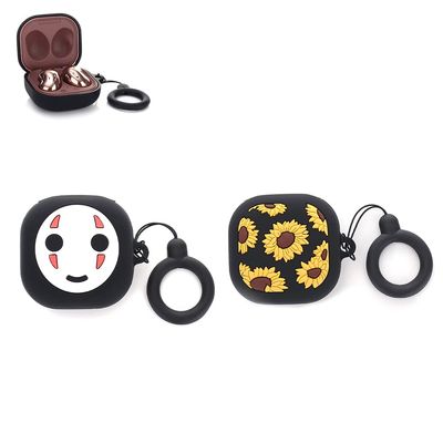 (2 Pack) BGAANM Silicone Case Fit Designed for Samsung Galaxy Buds 2 / Live /Galaxy Pro Earphone(2021), Cute Cartoon Headphones Protective Cover with Keychain, Facelessman+Sunflower