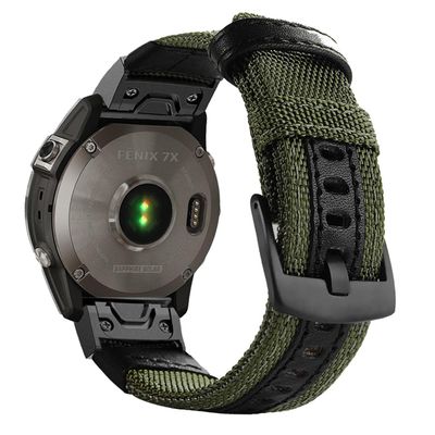 Abanen Quick Fit 26mm Nylon Watch Band for Garmin epix Pro 51mm / Fenix 8 51mm / Instinct 2X, Woven Durable Military Sport Wrist Strap for Fenix 7X/6X/5X, Tactix Delta (Green)
