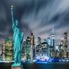 BELECO Statue of Liberty Backdrop 5x4ft Fabric New York City Night View Backdrop Urban City Skyscraper Manhattan Skyline Background NYC Themed Party Decorations Backdrop Portrait Photoshoot Props view 1