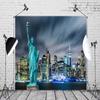 BELECO Statue of Liberty Backdrop 5x4ft Fabric New York City Night View Backdrop Urban City Skyscraper Manhattan Skyline Background NYC Themed Party Decorations Backdrop Portrait Photoshoot Props view 2