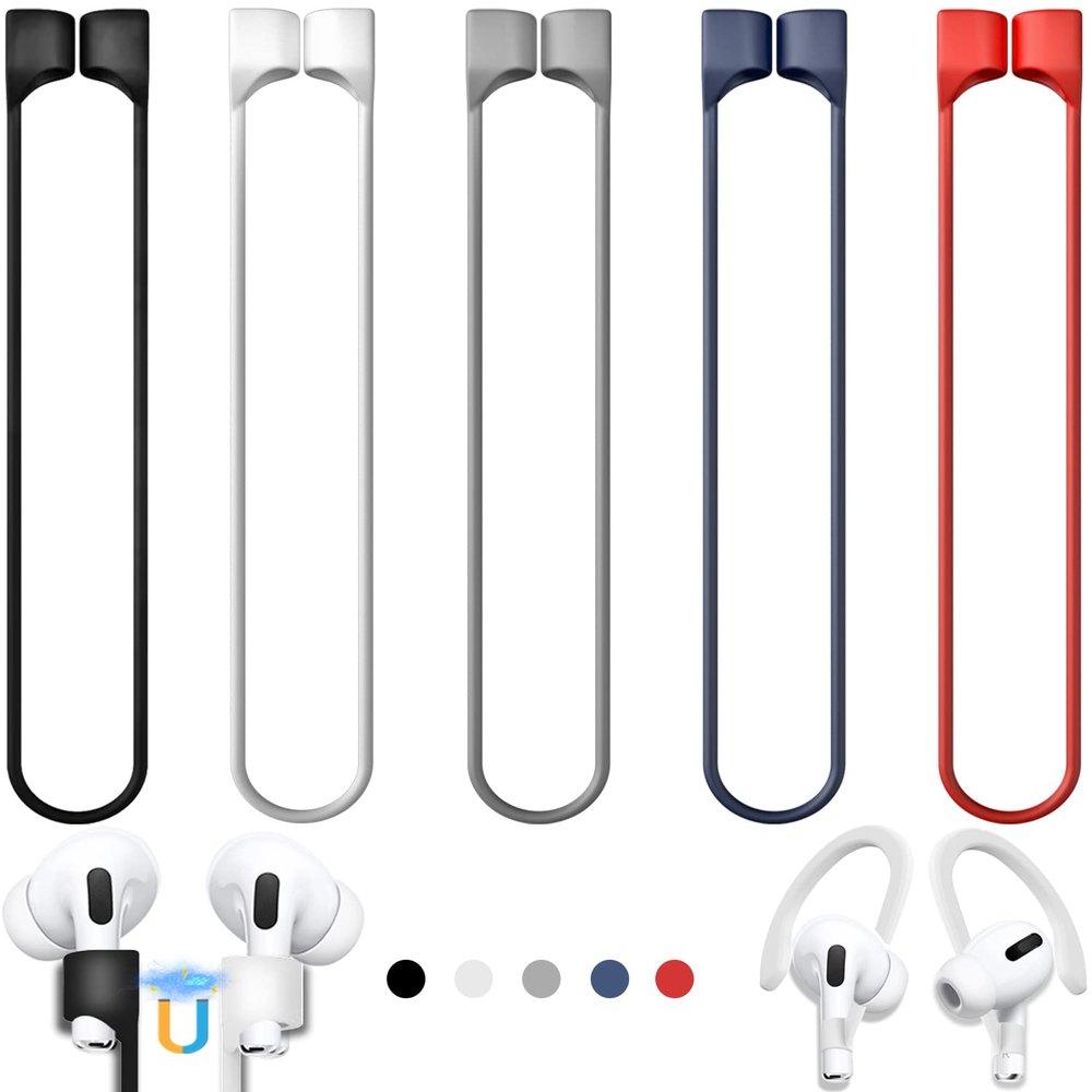 5 Pack Ultra Strong Magnetic AirPods Pro Straps, Anti-Lost Neck Cord for AirPods Pro 3 2025,AirPods 4th, AirPods Pro 2nd/1st, AirPod 3rd, AirPod 2nd/1st - 5 Pcs Silicone Sports Lanyard and 2 Ear Hook