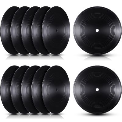 Qunclay 12 Pieces Blank Vinyl Records 7 Inch Black Vinyl Fake Albums Record for Room Wall Aesthetic Decoration Independent Aesthetics Room Decor DIY Projects